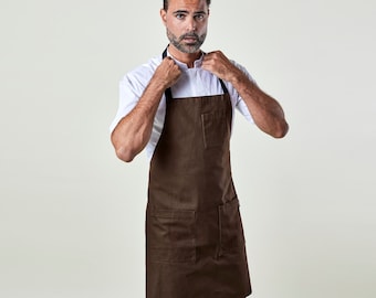 Chef Apron | Handcrafted | Mise Apron Brown | 100% Cotton | Kitchen, Restaurant, Professional