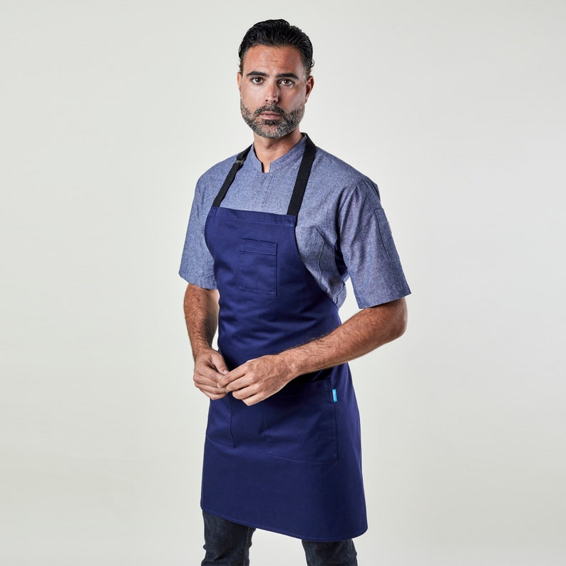 Premium Chef Apron for Man or Woman Handcrafted Mise Apron Midnight Blue Twill Kitchen, Restaurant, Professional imagem 1