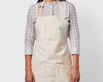 Bluecut Aprons - Premium Designer Apron Handcrafted in California (Parker - Ivory-Peach)