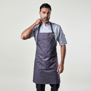 Premium Chef Apron for Man or Woman | Handcrafted | Belfast Apron Grey | Twill | Kitchen, Restaurant, Professional