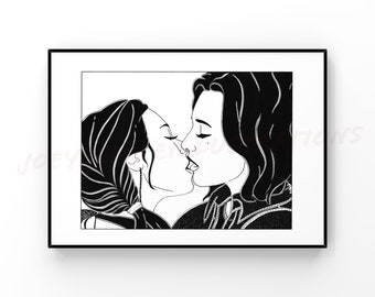 Nicole Haught and Waverly Earp from Wynonna Earp kiss / Kat Barrell and Dominique Provost-Chalkley