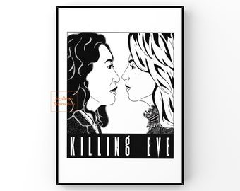 Killing eve poster season 1 / Villanelle and Eve Polastri /Jodie Comer and Sandra Oh