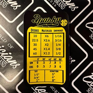 Sparky Conduit bender Sticker chart