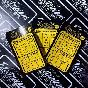 Sparky Conduit bender Sticker chart