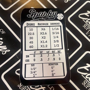 Sparky Conduit bender Sticker chart