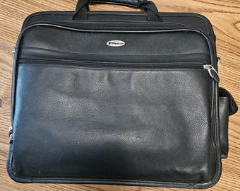 Targus Black Leather Laptop Briefcase, Vintage, TLE300