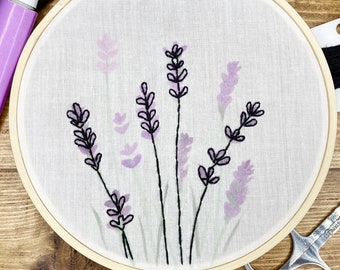 Watercolor Lavender Embroidery Wall Hanging
