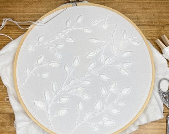 White Floral Embroidery Wall Hanging
