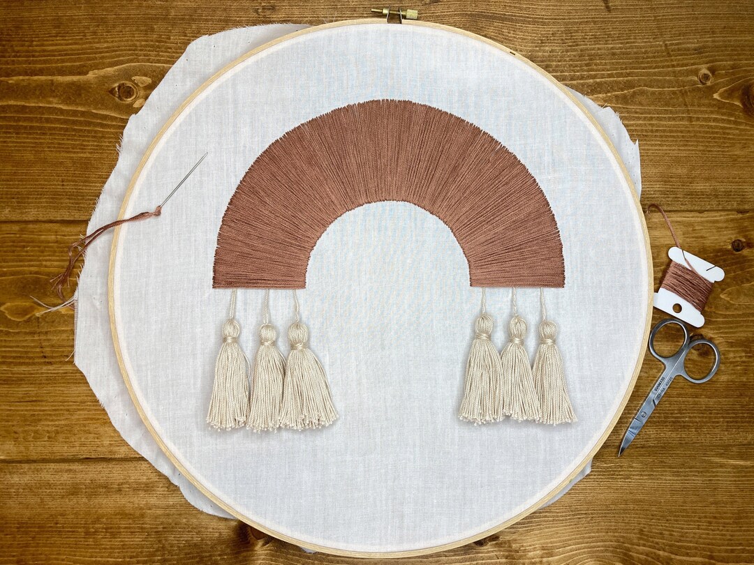 Boho Rainbow With Tassels Embroidery Wall Hanging - Etsy