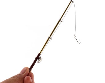 1pcs 1/12 Dollhouse Miniature Metal Fishing Rod With Hook Model