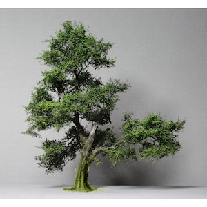 Árbol de hoja caduca: árbol con hojas de verano y tallo marrón oscuro de 26 cm - 35 cm (1:35)