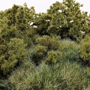 Farmyard Winter Professional Mini needle bushes even smaller diorama, Scale Models, model scene, Miniature, Landscape