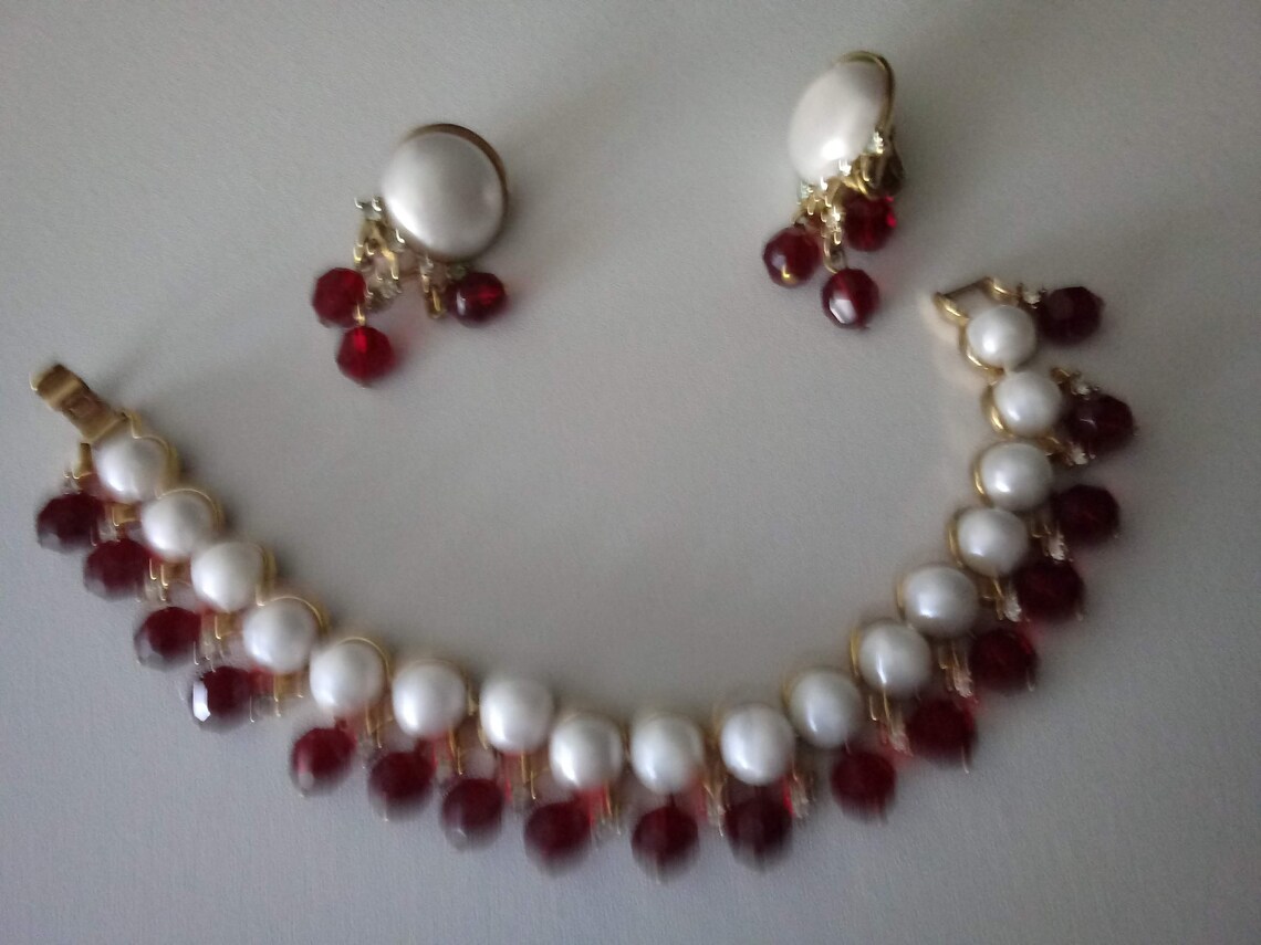 Art deco costume jewelry bracelet and earrings Etsy
