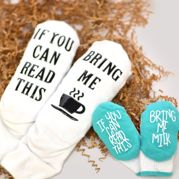 Mommy & Baby matching Socks mommy and me matching socks funny socks with saying cute gift for new mom If you can read this bring me socks