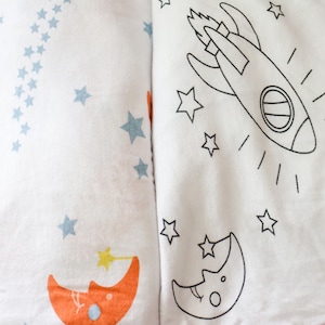 Outer Space - Pack of 2 Organic Baby Crib Fitted Sheets ( B&W and Colorful)