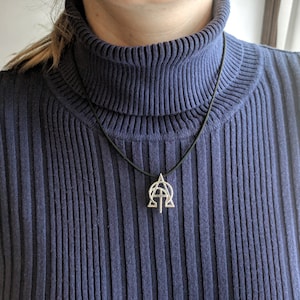 Alpha and Omega Pendant • Made to Order Unisex Jewelry • Available in Brass, Bronze, Silver, or Steel • 18&quot; Silicone Cord Included