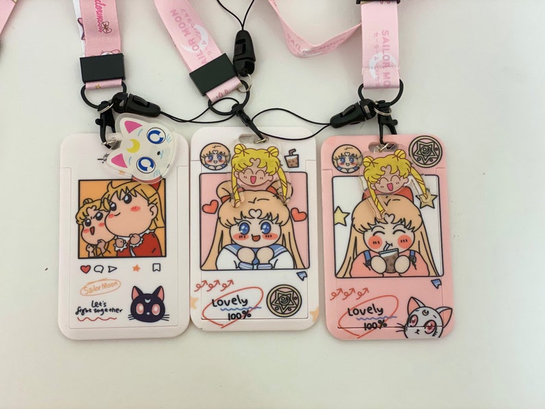 Sailor moon Ursagi anime Charm ID card bank card holder purse phone mobile strap lanyard