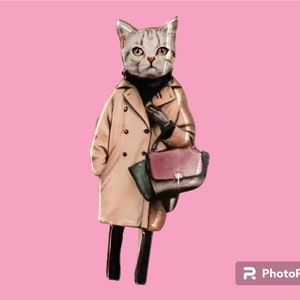 Zeitgenössische Mode Katzenliebhaber chic Trenchcoat Winter Handtasche stilvolle Retro schrullig Neuheit Pin Brosche Y2K Weihnachten