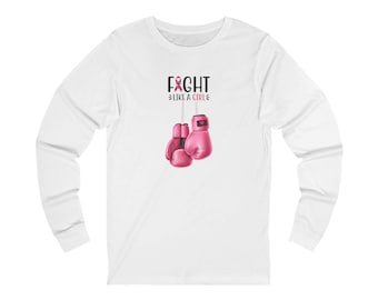 Empowering Fight Against Cancer Long Sleeve Tee, Unisex Tee, Awareness Apparel, Supportive Gift, Breast Cancer Awareness, Motivational Shirt