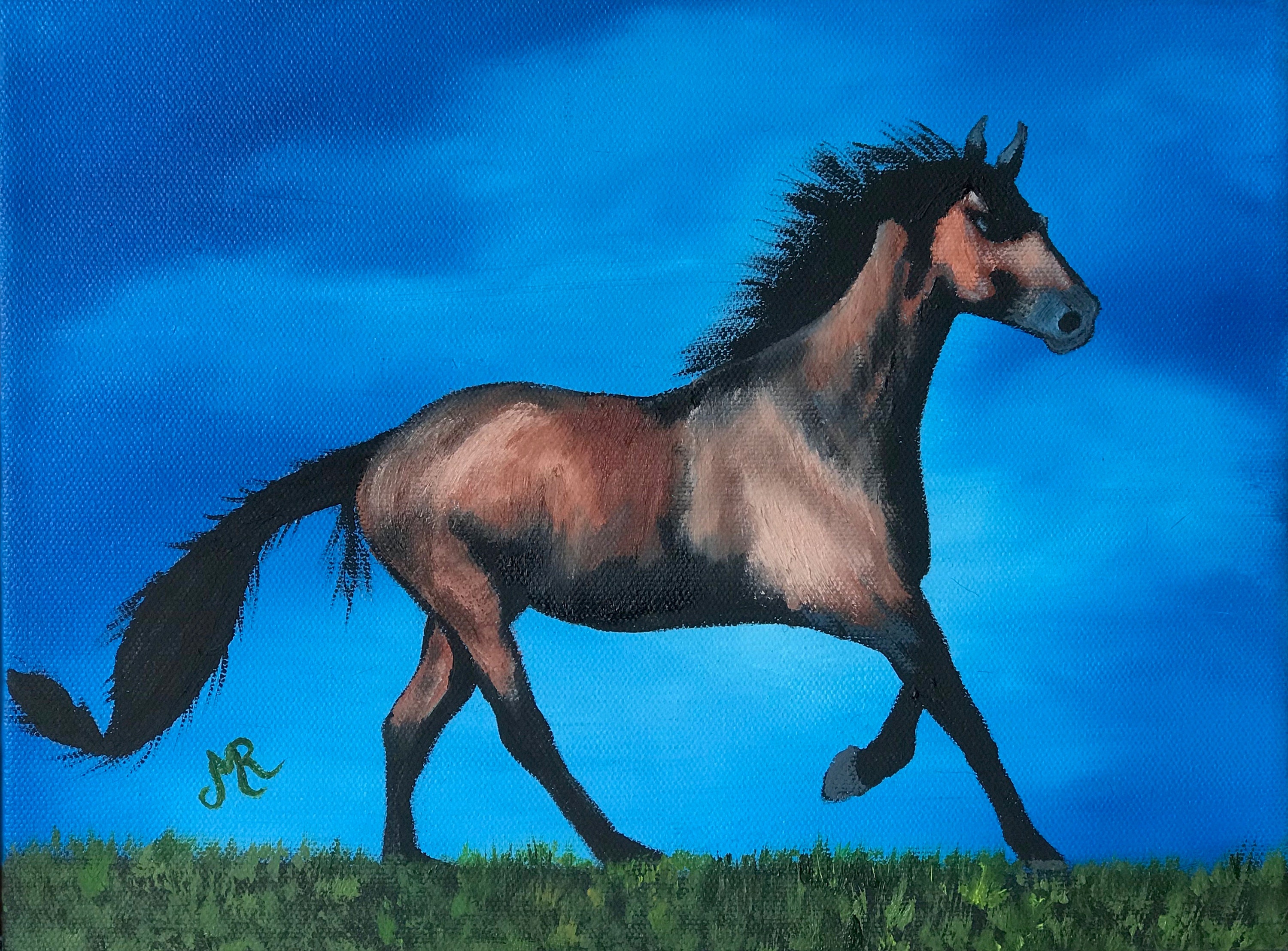 The Horse. Original oil painting on canvas. 14x10x1.5 inches. | Etsy