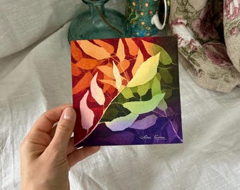 Rainbow leaves | watercolor painting