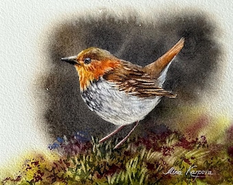 Rotkehlchen Vogel | Aquarellmalerei