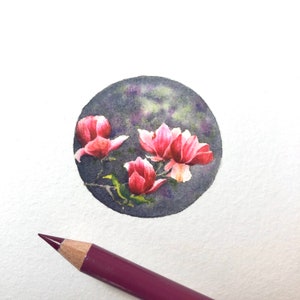 Pink Blooming Magnolia Gicleè Art Print miniature