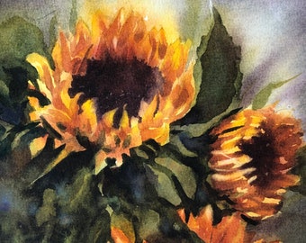Sunflowers watercolor painting