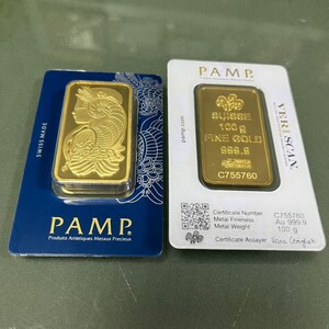 100.grams Gold Plated Bullion Swiss Design Replice Bar (Replica) - FREE SHIPPING