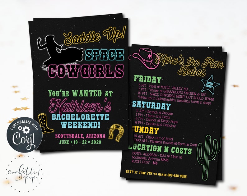 Cowgirl Bachelorette Space Cowgirl Weekend Itinerary Space ...