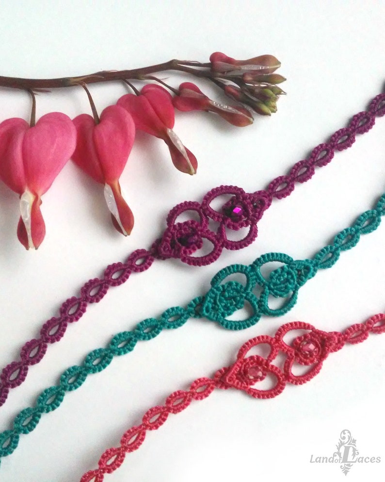 Tatting earstuds and bracelet pattern PDF Download Visual Etsy Polska