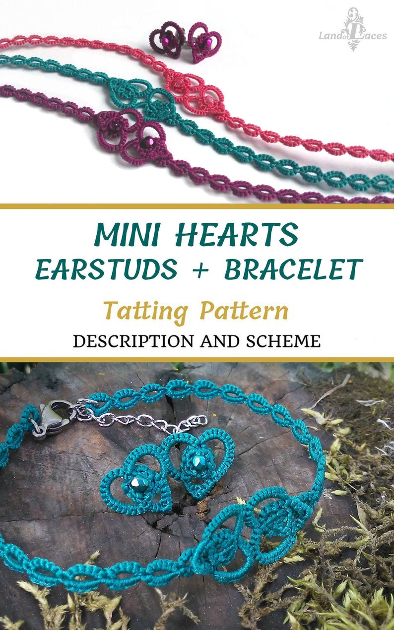 Tatting earstuds and bracelet pattern PDF Download Visual Etsy Polska