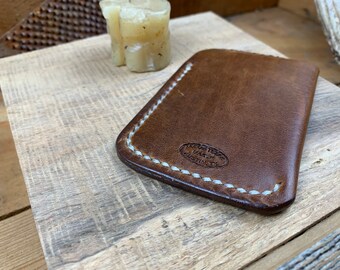 Hand Made Leather Wallet, Minimalist Leather Wallet, Slim Wallet, Oil Tanned Leather Wallet, Rugged Outdoorsman Wallet