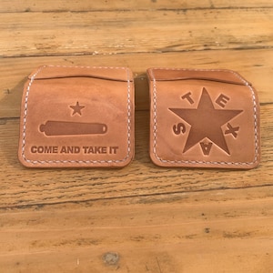 Cartera de cuero plegable, cartera de hombre, cartera minimalista, regalos de padrinos de boda, cartera de cuero rústico, cuero de grano completo Texas