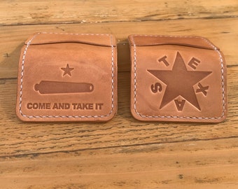 Bifold Leather Wallet, Men&#39;s Wallet, Minimalist Wallet, groomsmen Gifts, Rustic Leather Wallet, Full Grain Leather Texas
