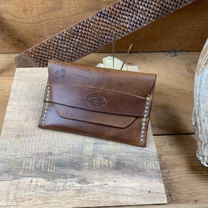 Hand Made Leather Wallet, Leather Flap Wallet, Pocket Card Wallet, Minimalist wallet, Slim Wallet, Oil Tanned Leather