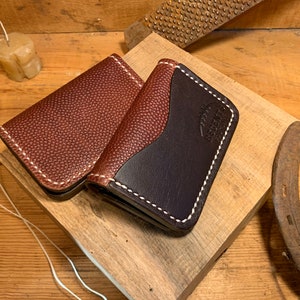 Cartera de cuero de fútbol, cuero Horween, Cartera minimalista él, hombres