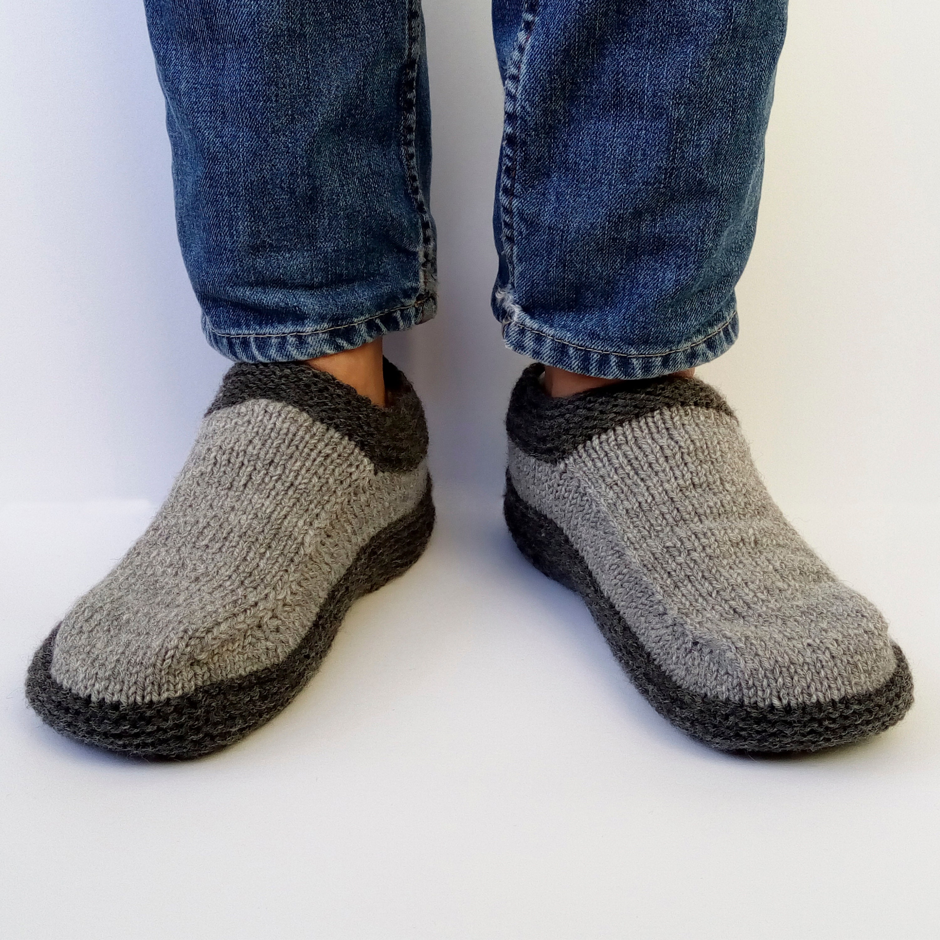 Mens Knit Moccasins Mens Knit Slippers Knitted Slipper Socks Etsy