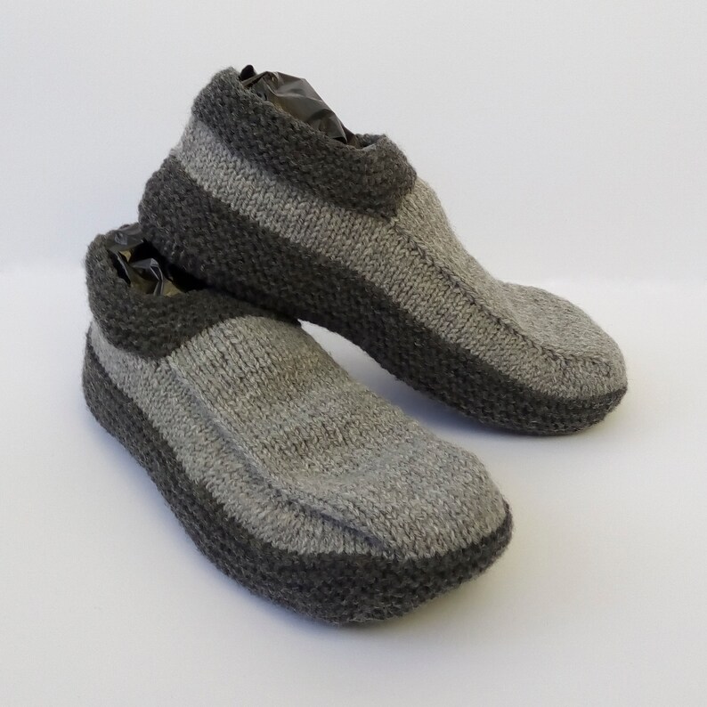 Mens Knit Moccasins Mens Knit Slippers Knitted Slipper Socks Etsy