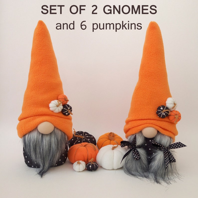 Halloween Gnomes with 6 Pumpkins Fall Gnome Stuffed Gnome Etsy