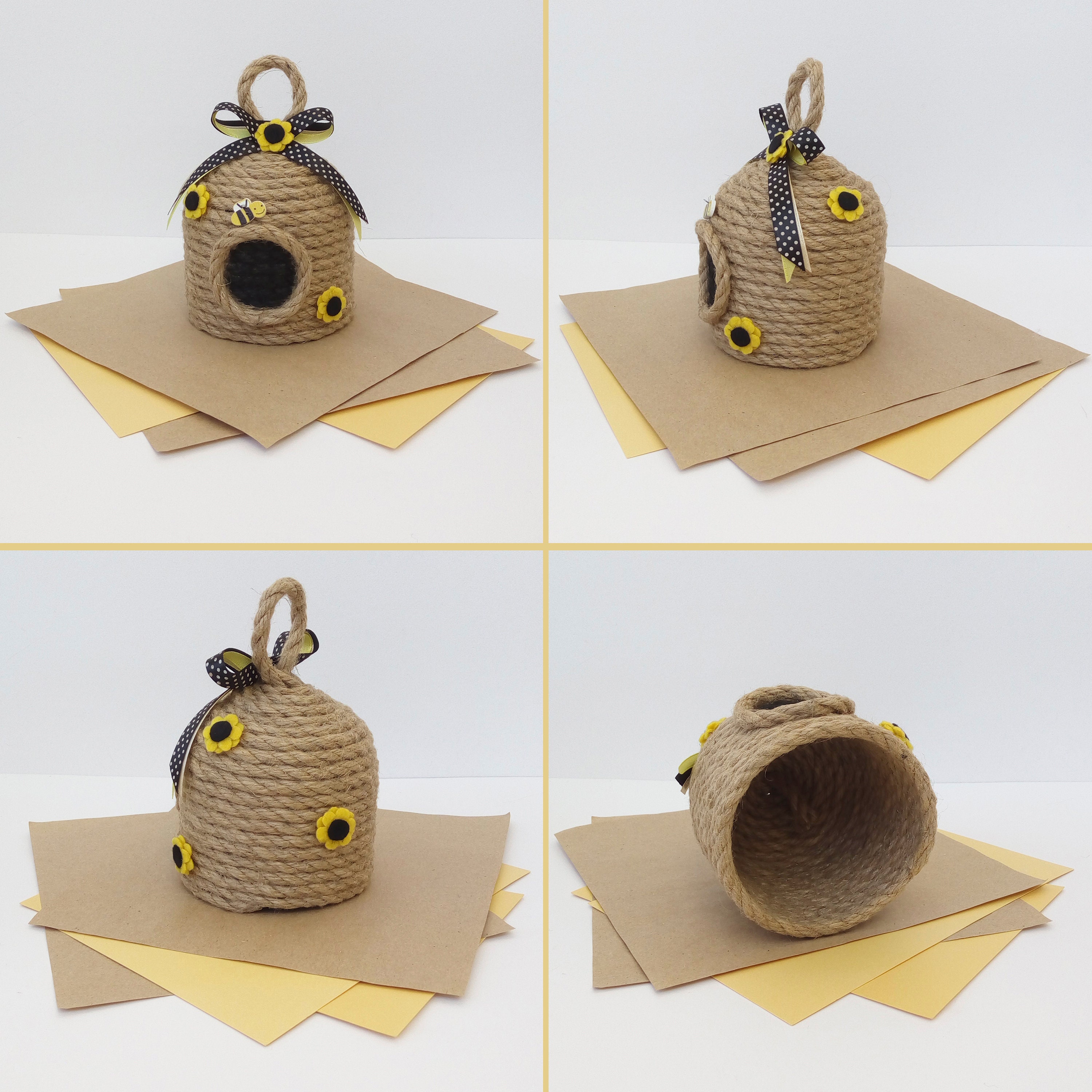 Bee Hive Small 6 Bee Skep Honey Bee House Jute Twine Etsy