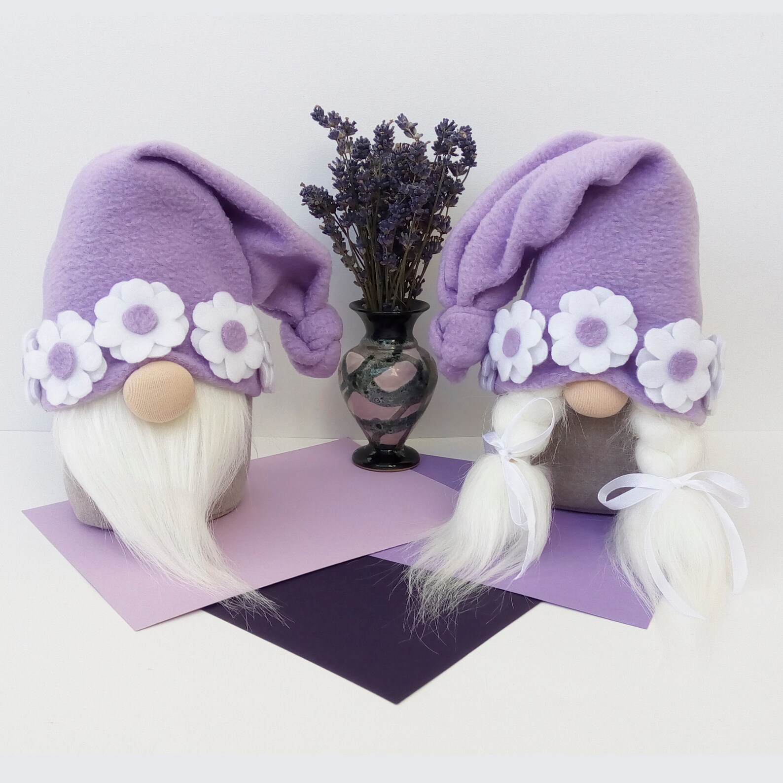 Stuffed Gnome Purple Gnome Dolls Summer Gnome Lavender Etsy