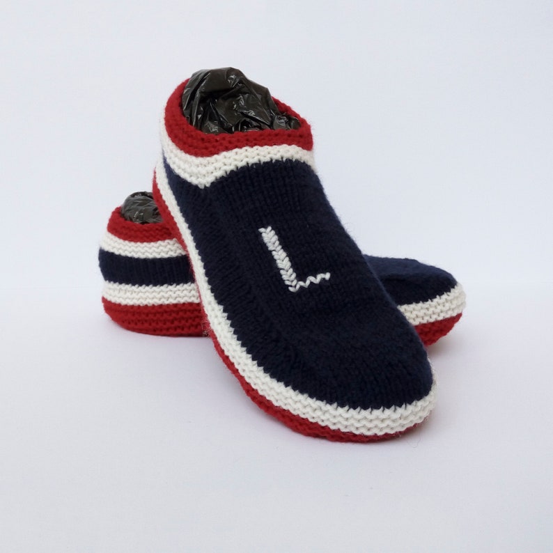 Personalized Slippers Mens Knit Socks Custom Initial Monogram Etsy