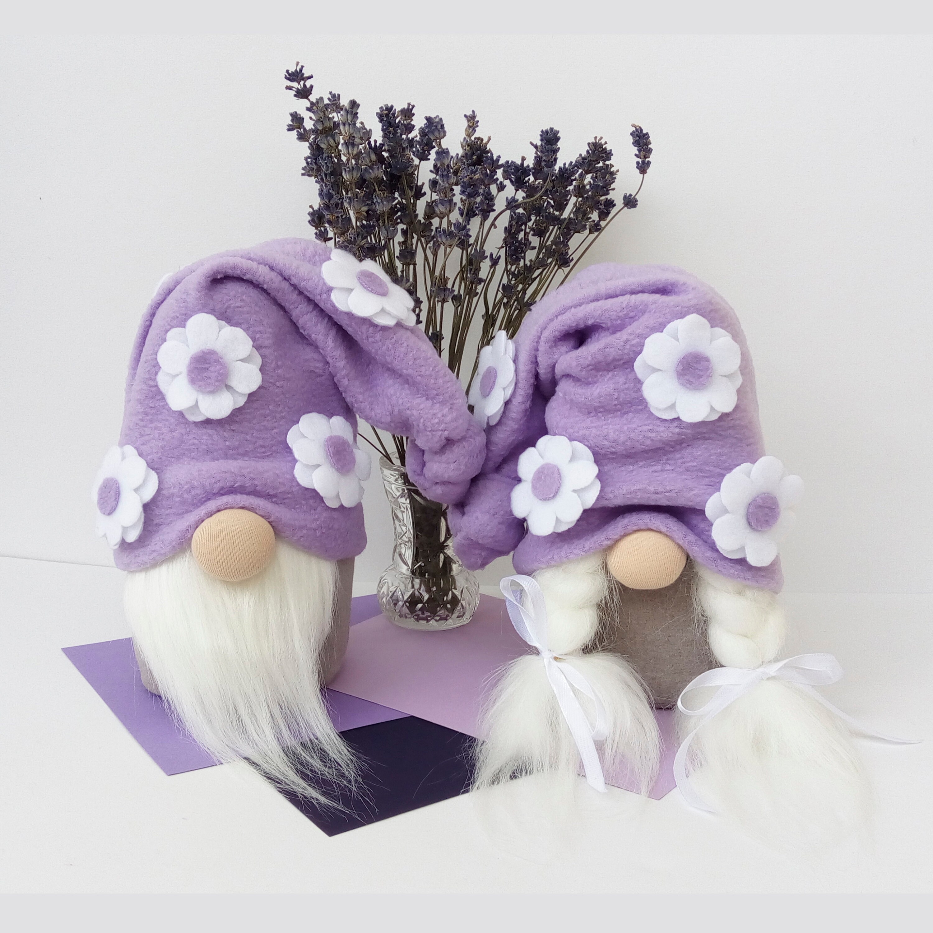 Purple Gnomes Stuffed Gnome Dolls Set of Girl Boy Lavender Etsy