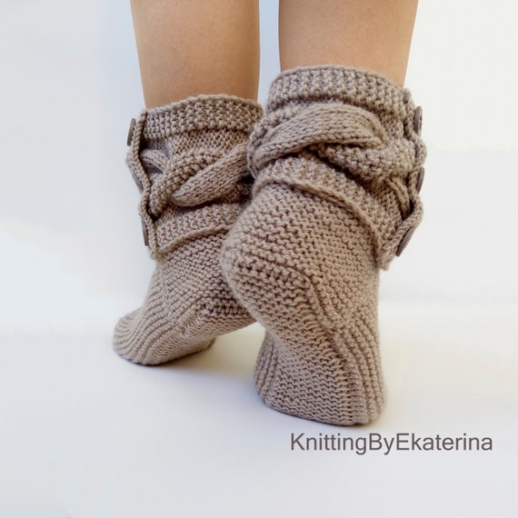 wool cable slippers