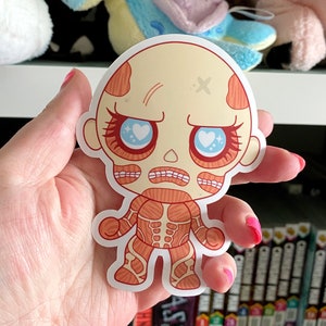Cute Muscle Titan Glossy Vinyl Sticker