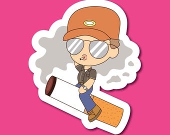 Sigaret Hottie Dale glanzende vinylsticker