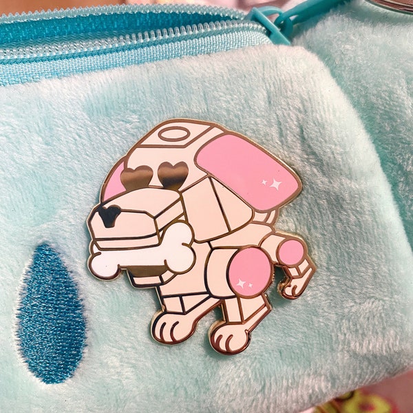 Robo Dog Gold Hard Enamel Pin