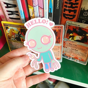 Sticker en vinyle brillant doigts de salade kawaii