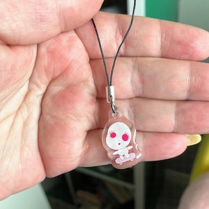 Skateboarding Forest Spirit Glitter Acrylic Phone Charm